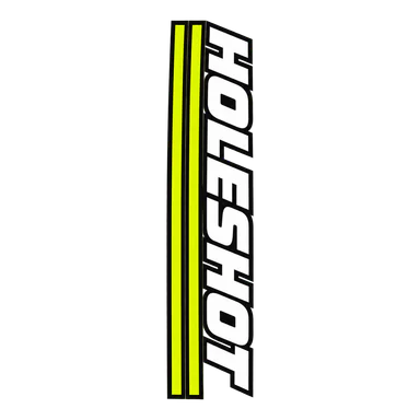 HOLESHOT down the leg beside two neon stripes.
